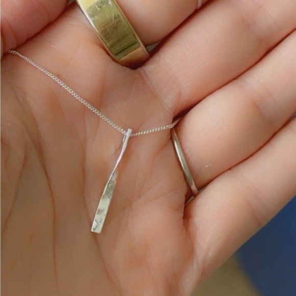 Sterling Silver Twisted Bar Necklace - Picture 6 of 11